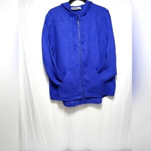CHICO'S DESIGN 100% Linen Hooded Full Zip Jacket. Size 1(M)